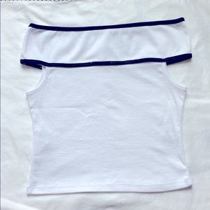 Zara black and white off shoulder crop top